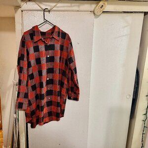 EVALESS Women's 3/4 brown/black button-down shirt - size XXL